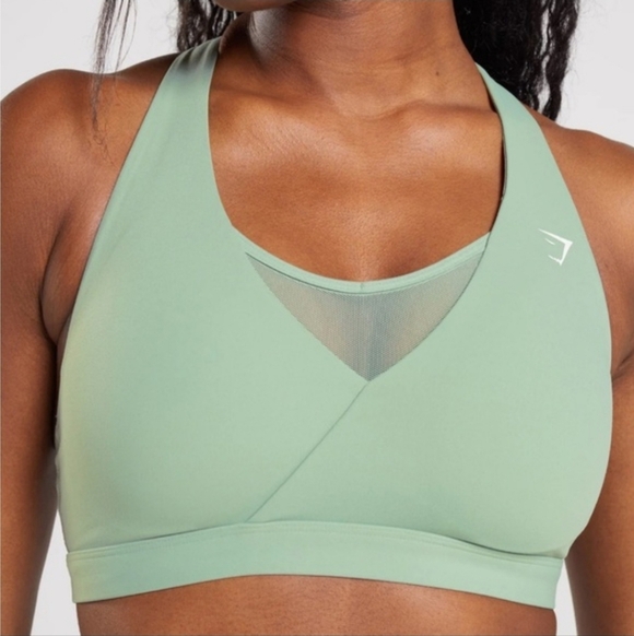 Gymshark Other - Gymshark Crossover Sports Bra Green Women's Size Medium Sporty Activewear Mesh